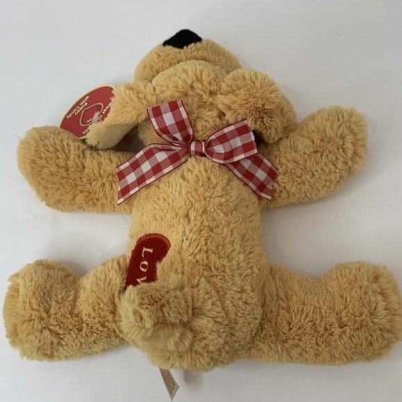 Dan Dee Puppy Dog Plush Stuffed Animal Red Love Heart Gingham Plaid Bow - Picture 4 of 9